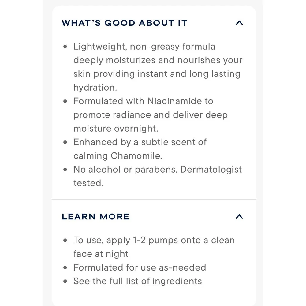 Harrys Hydrating Night Lotion‎ Mens Face Moisturizer with Niacinamide 1.7oz 50ml